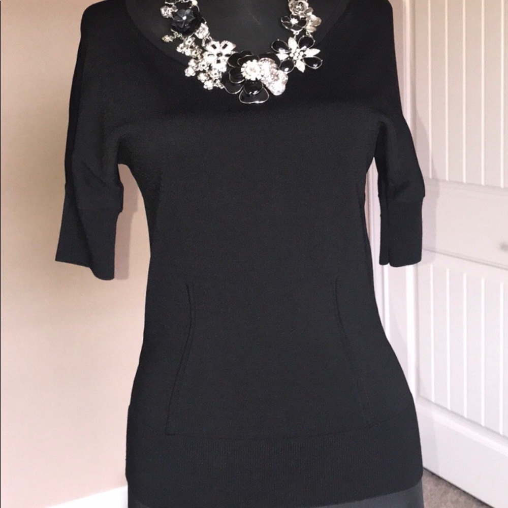 Ann Taylor Black Short Sleeve Top Sz XS (2-6)
